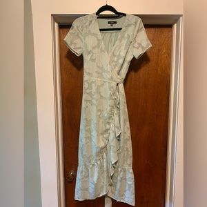 Lulu’s Floral Wrap Dress Mint Green